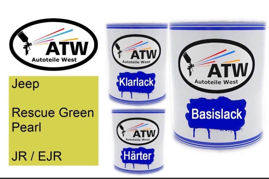 Jeep, Rescue Green Pearl, JR / EJR: 1L Lackdose + 1L Klarlack + 500ml Härter - Set, von ATW Autoteile West.